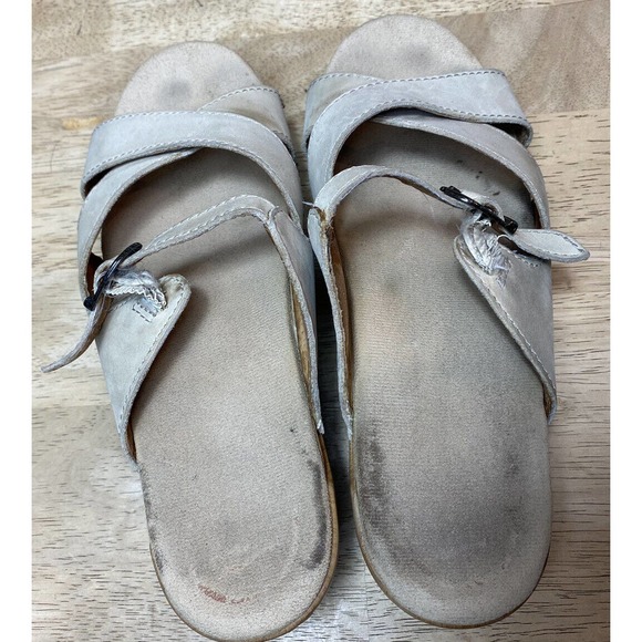 Dansko Women’s Size 40/US 9.5 Ivory Leather Cross Strap ‘Sela’ Slide Sandals - Picture 11 of 14